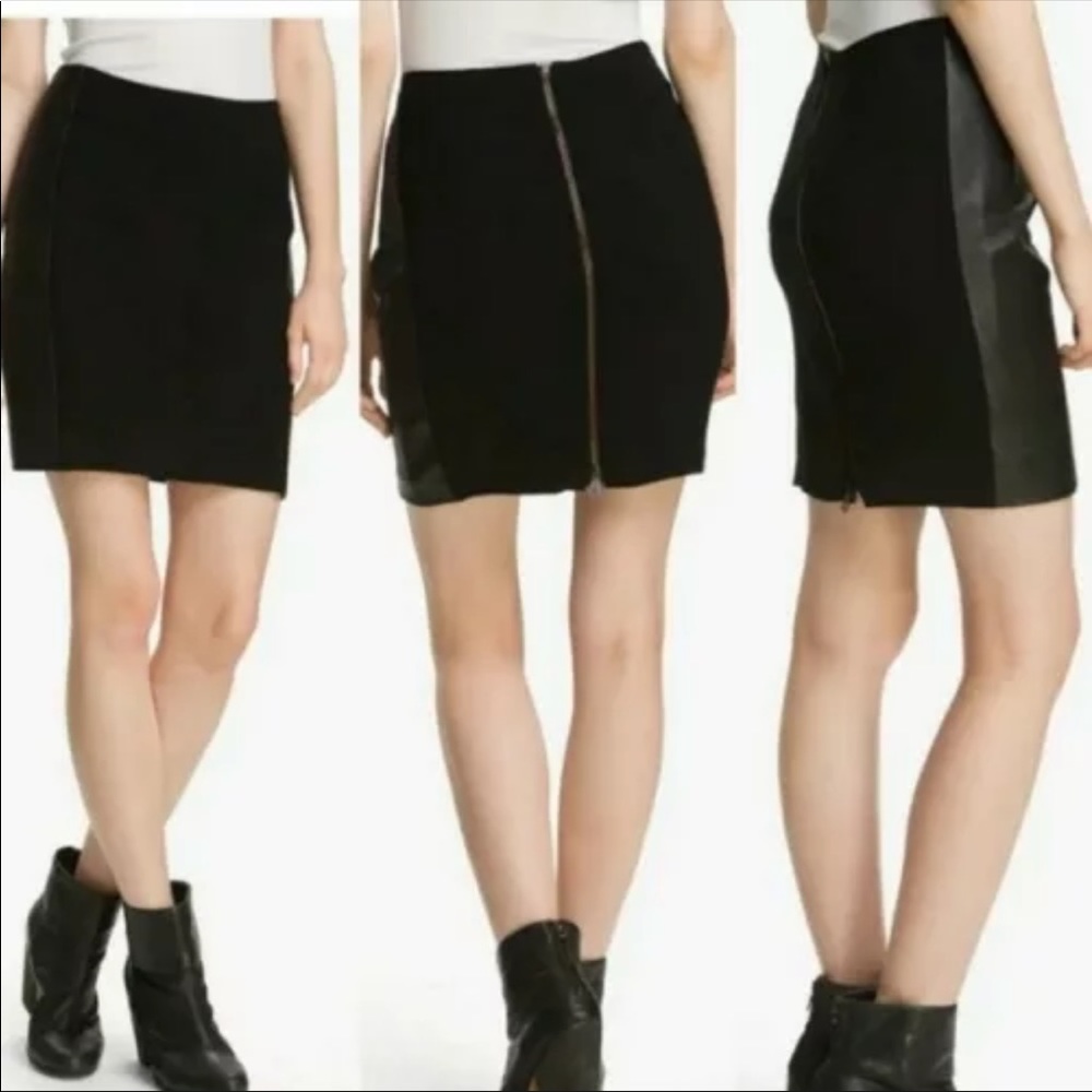 NWOT Rag & Bone ‘Vanhi’ Leather Panel Chevron Skirt, Size 0